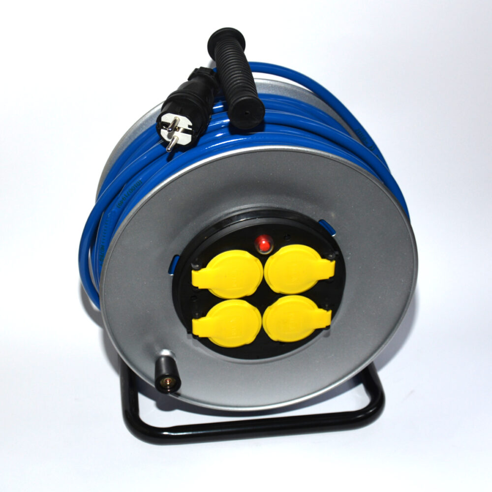 Professionnelle Enrouleur Cable Electrique H07BQ-F 3×2,5 5m rallonge électrique avec Bloc Prises