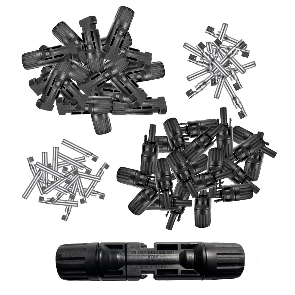 Jeu de connecteurs solaires MC4 pour câble 2.5-6mm² femelle + mâle 100pc