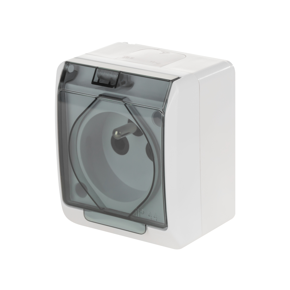 HERMES prise hermétique en saillie IP44 2P+Z blanc fumé 0321-01