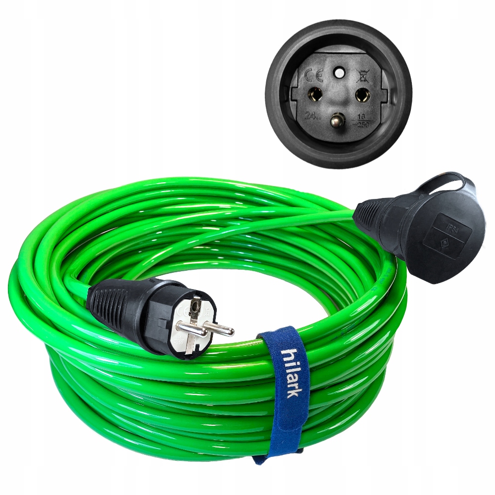 Rallonge électrique 1 prise verte H07BQ-F 3g2,5 en caoutchouc robuste 45m