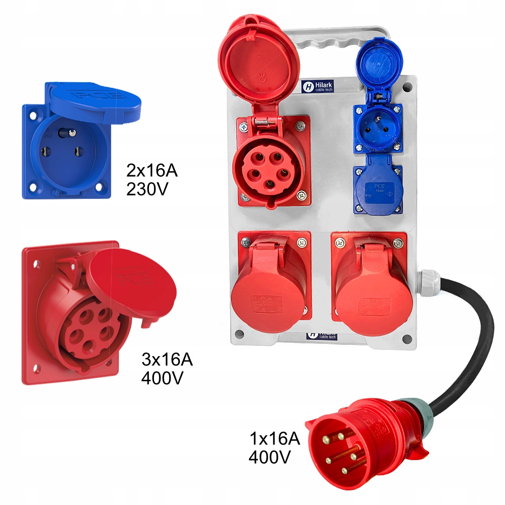 Coffret de chantier 2x230V 3x16A 400V env. 0,5m