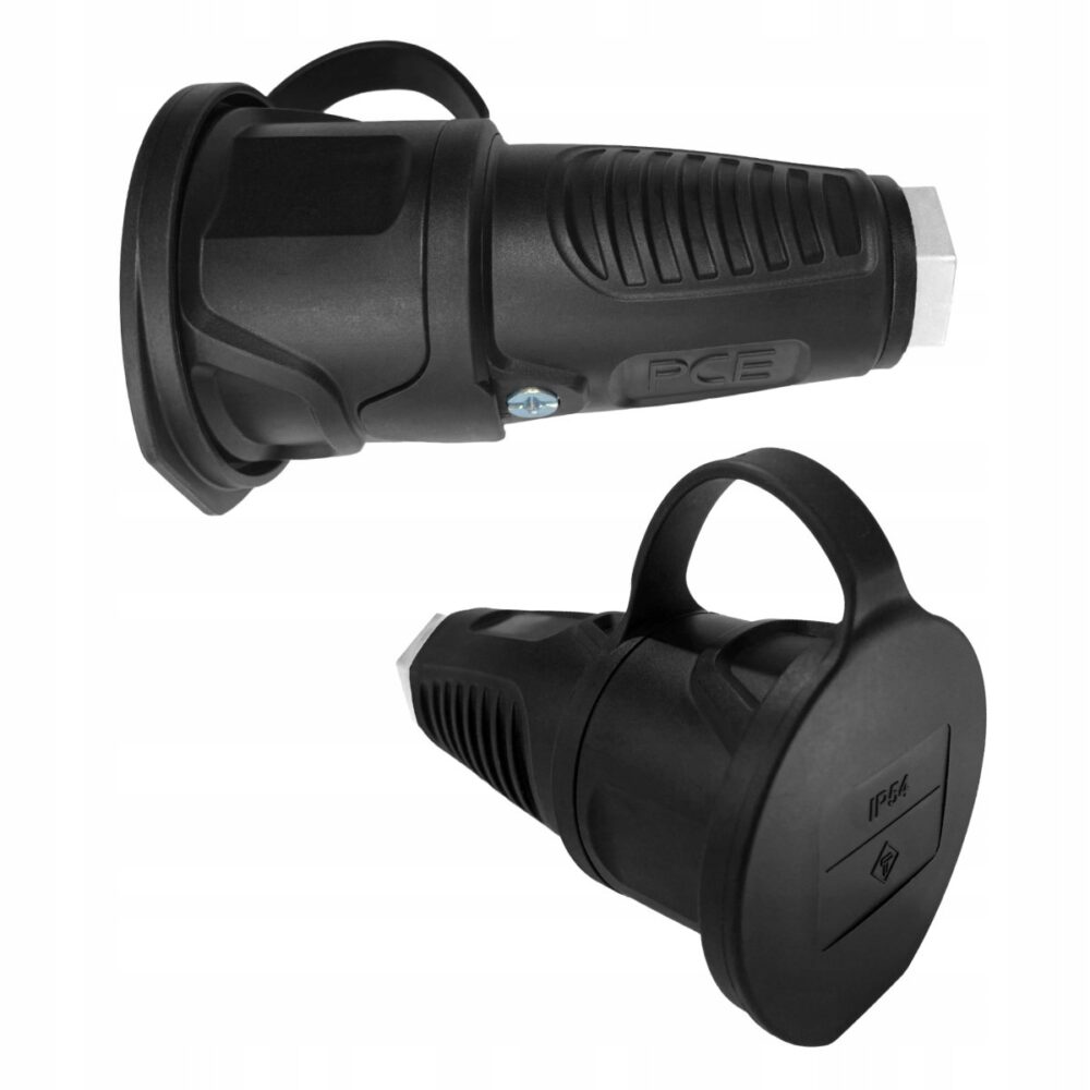 Prise Schuko en caoutchouc, avec lames, gamme exclusive PCE