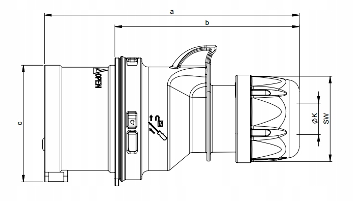 Prise mobile 32A, 3 broches 023-9 fabricant PCE