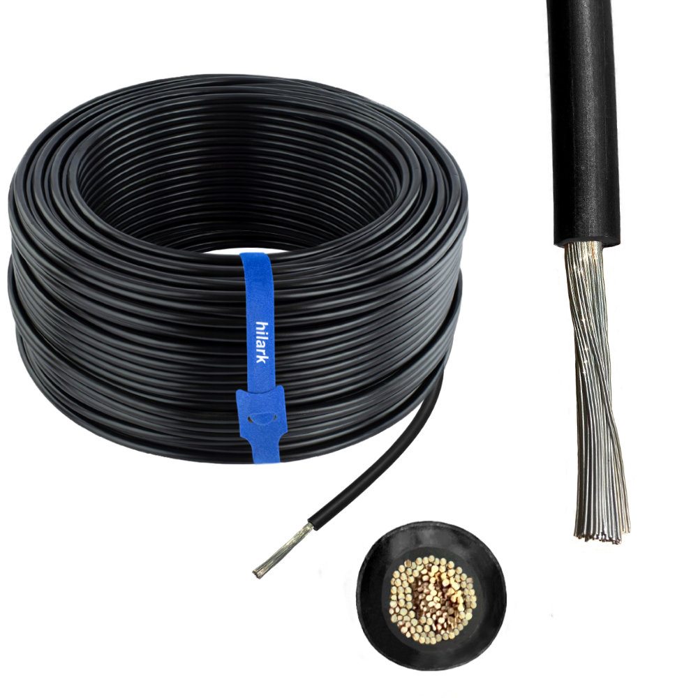 Câble solaire photovoltaïque noir 1x4mm² 1m ou multiple