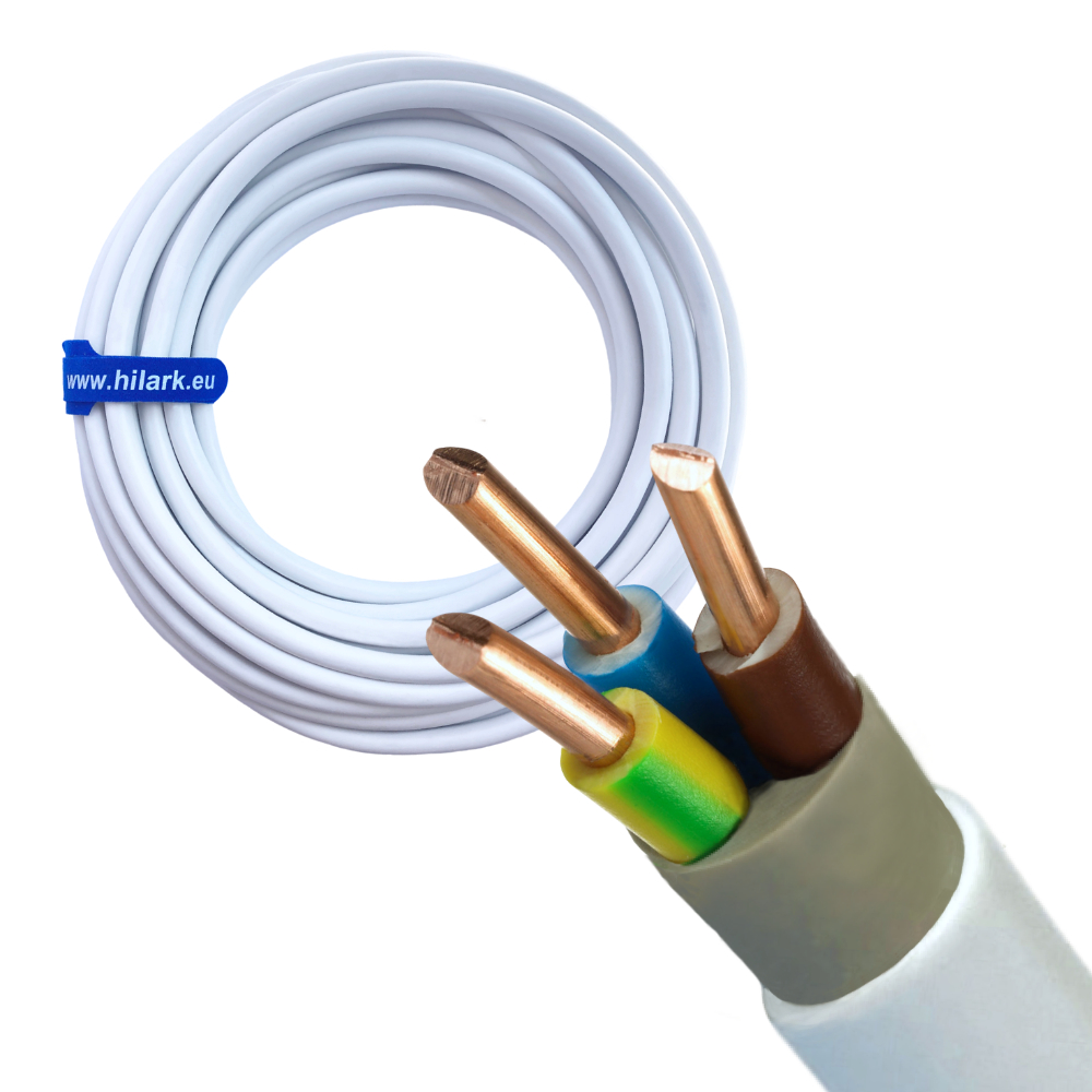 Câble d&rsquo;installation rond YDY 3x4mm² blanc 1m