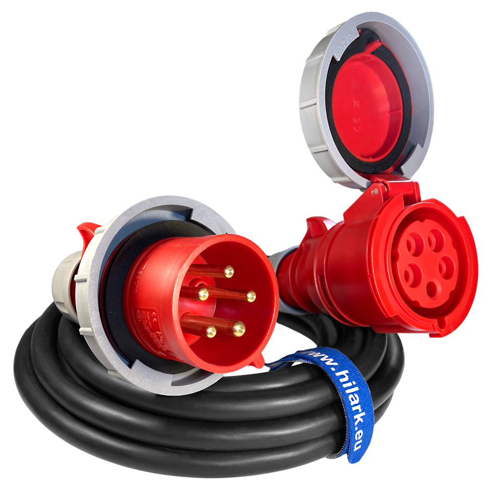 IP67 Rallonge triphasée CEE en caoutchouc OnPd H07RN-F 5×6 32A 1m