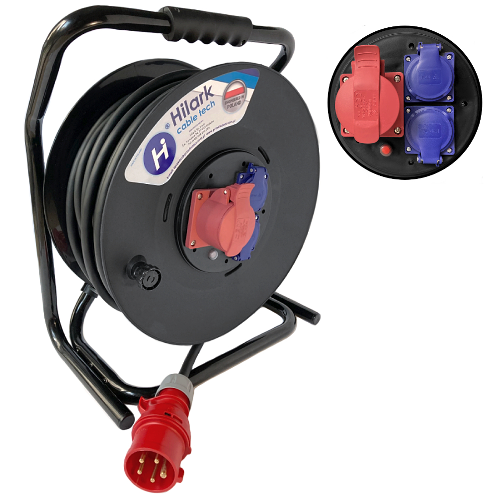 Rallonges triphasées CEE sur enrouleur 16A H05VV-F 5x2,5