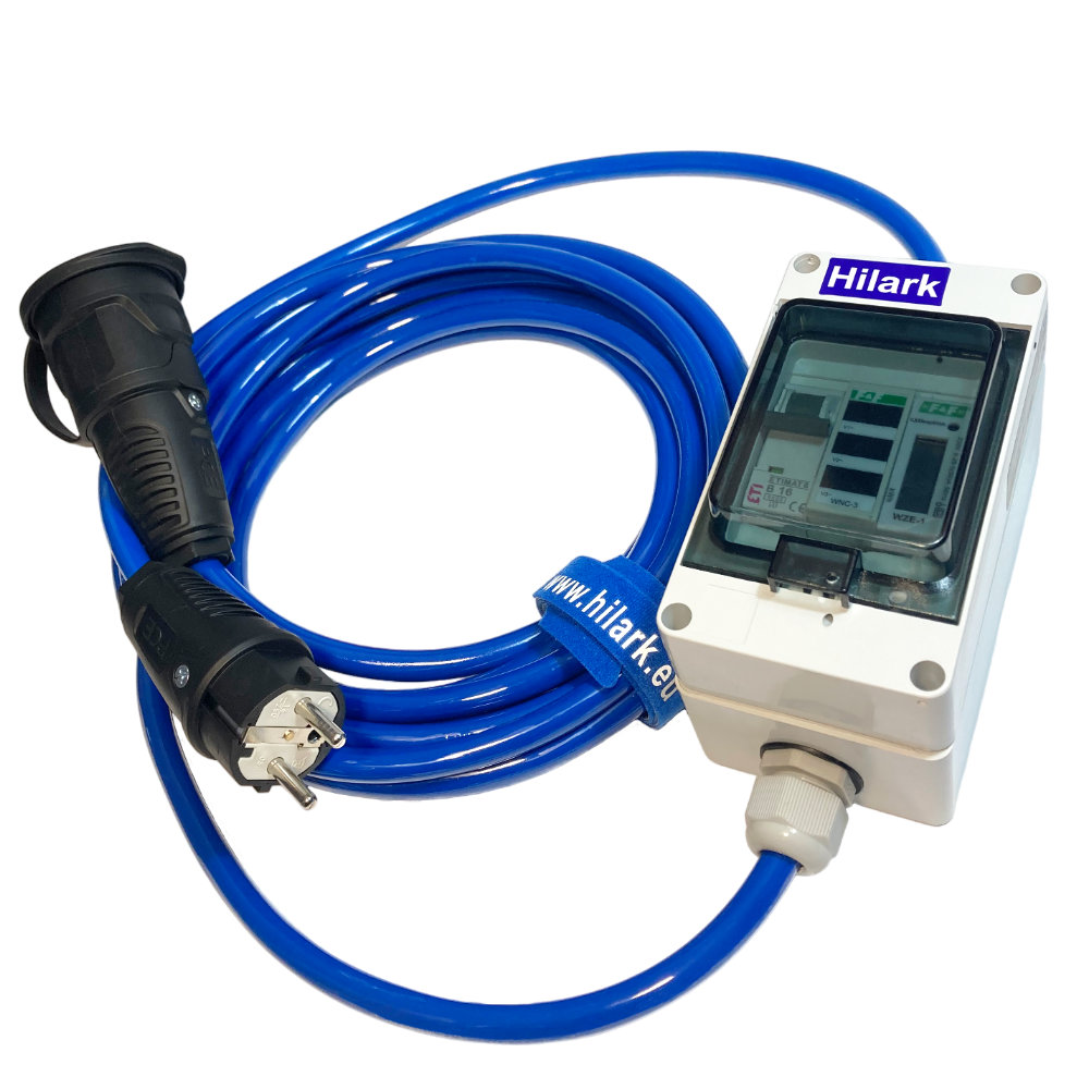 Rallonges avec protection moteur, compteur d'énergie et indicateur de phases PUR H07BQ-F 3x2,5mm² bleu