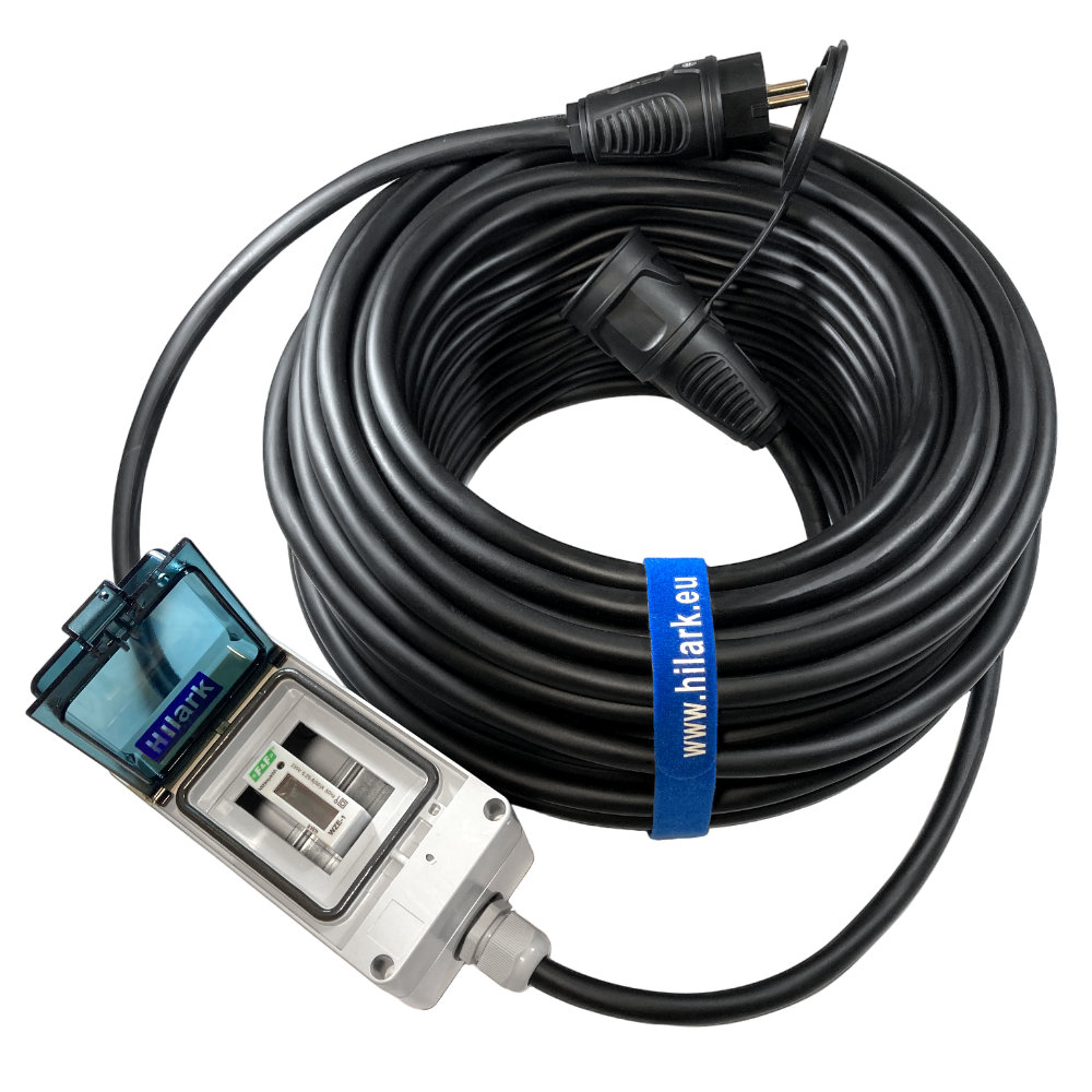 Rallonge avec compteur d&rsquo;énergie en caoutchouc H07RN-F 3×2,5mm² 1m