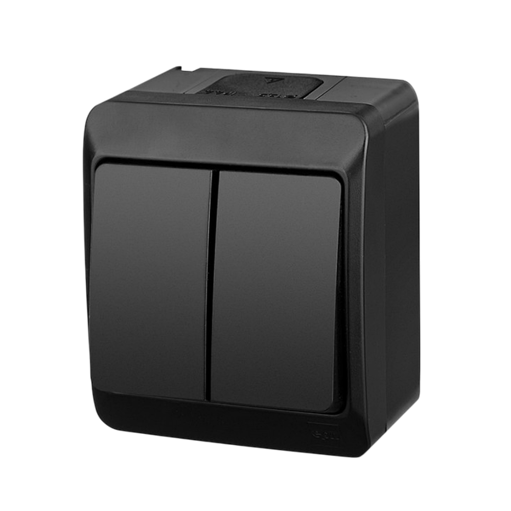 HERMES IP44 interrupteur en saillie étanche noir double classique EPN