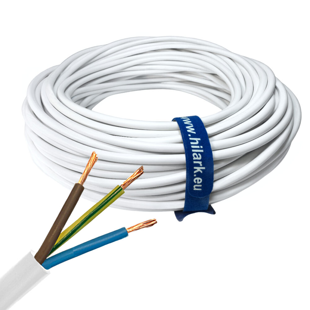 Câble électrique PVC H05VV-F OWY 3×1,5 blanc 1m