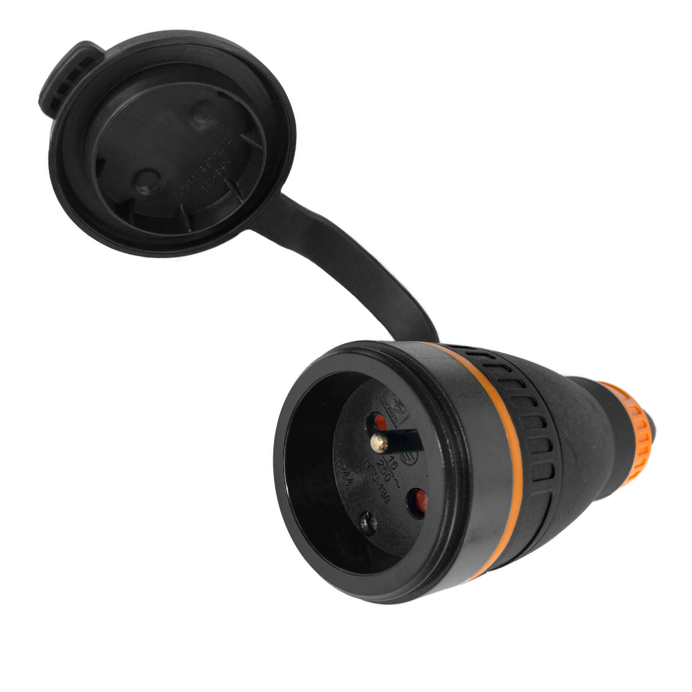 Prise en caoutchouc 16A, IP44, sécurisée exclusive