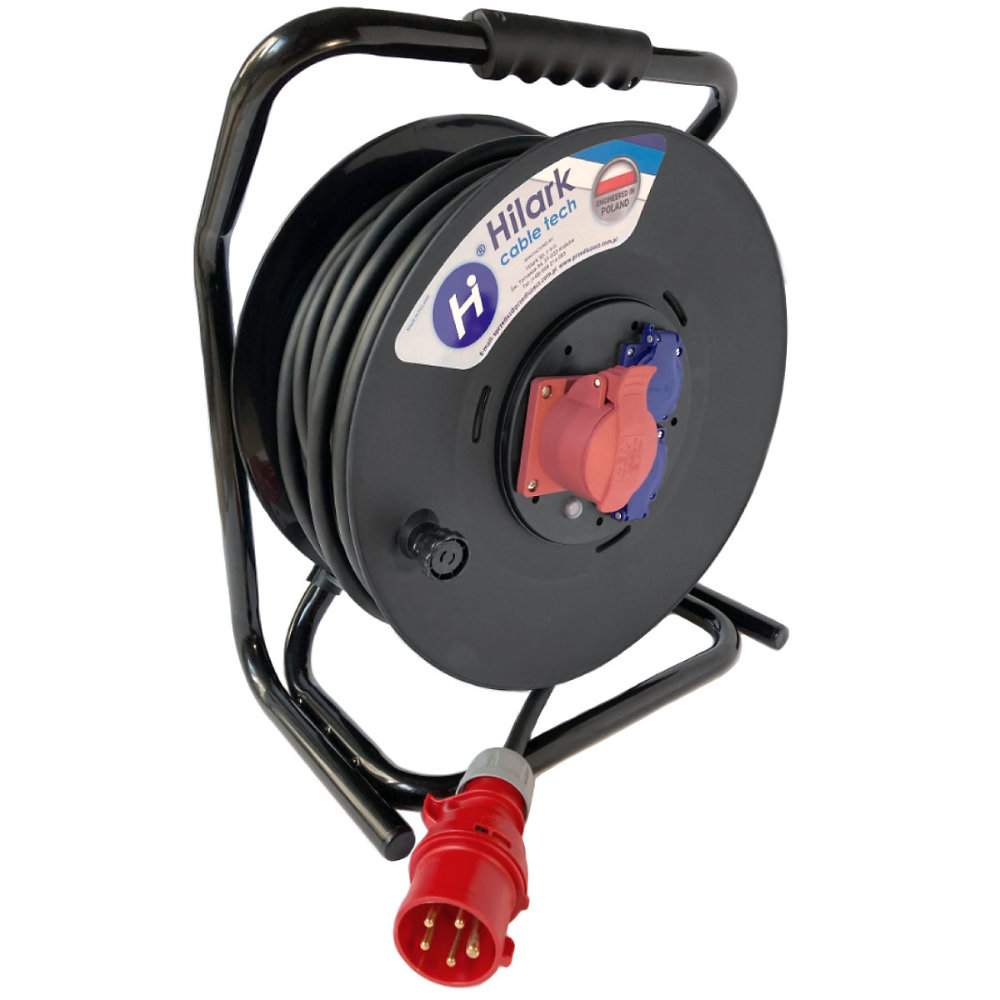 Rallonge triphasée CEE H07RN-F 5x4mm² sur enrouleur 1m 32A