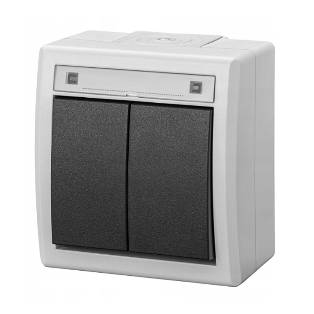 AQUANT IP55 interrupteur en saillie étanche double gris EPN 5002-10