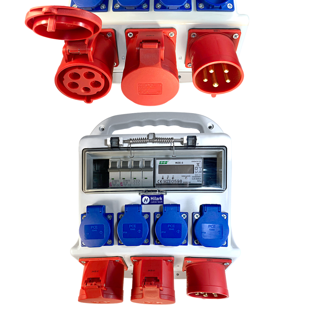 Coffret de chantier portable 2x32A avec compteur d&rsquo;énergie + fusible