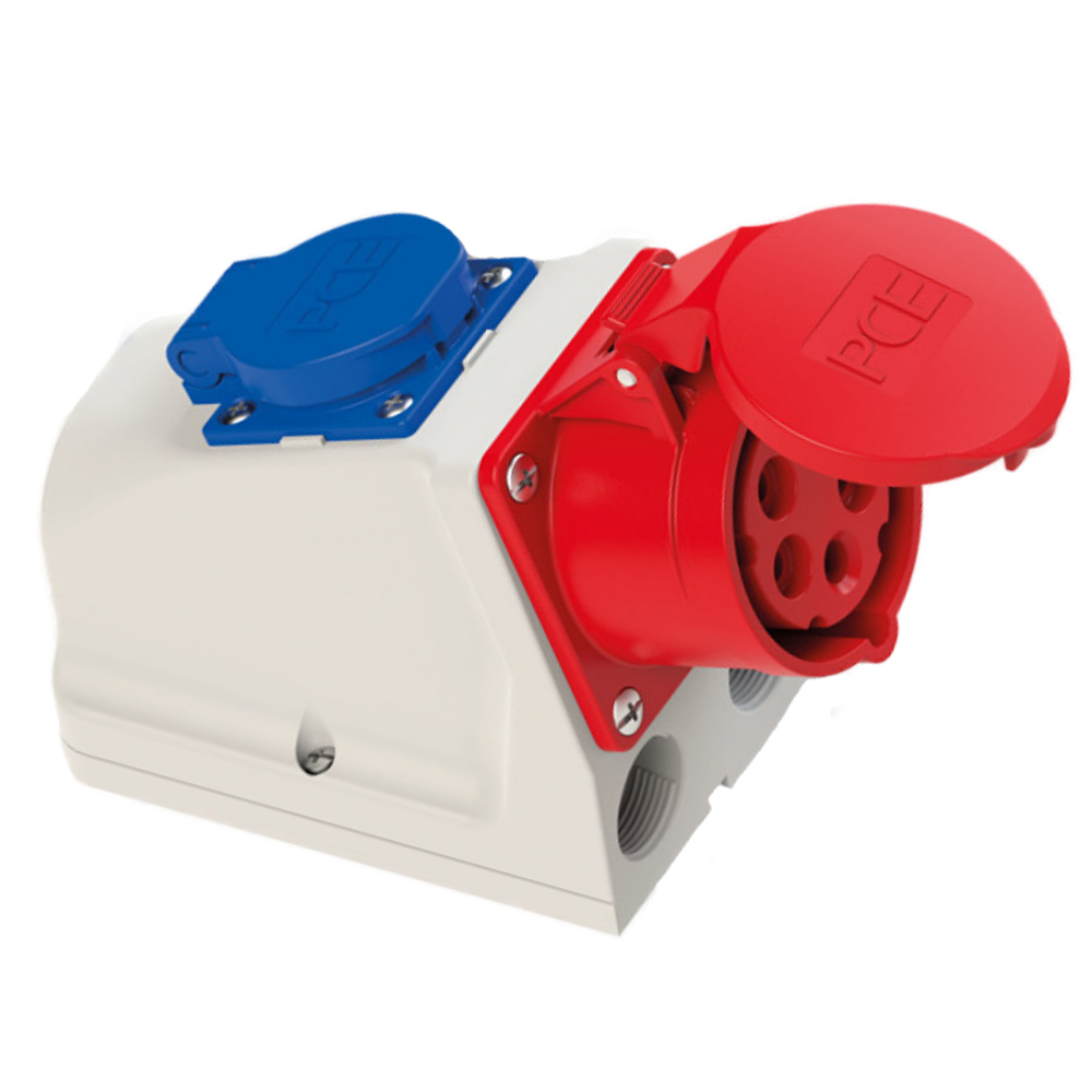 Prise fixe murale CEE PCE KOMBI 32A 5 broches 6h IP44 9225-6f Schuko (type F)