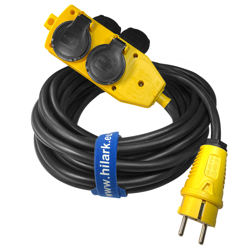 Répartiteur jaune et fiche rallonge H07RN-F 3x1,5mm²