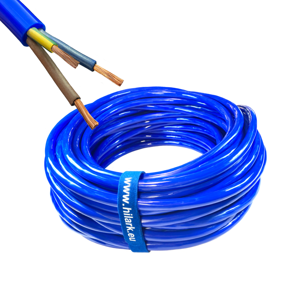 Câble PVC H07BQ-F 3×1,5 mm² 1m bleu