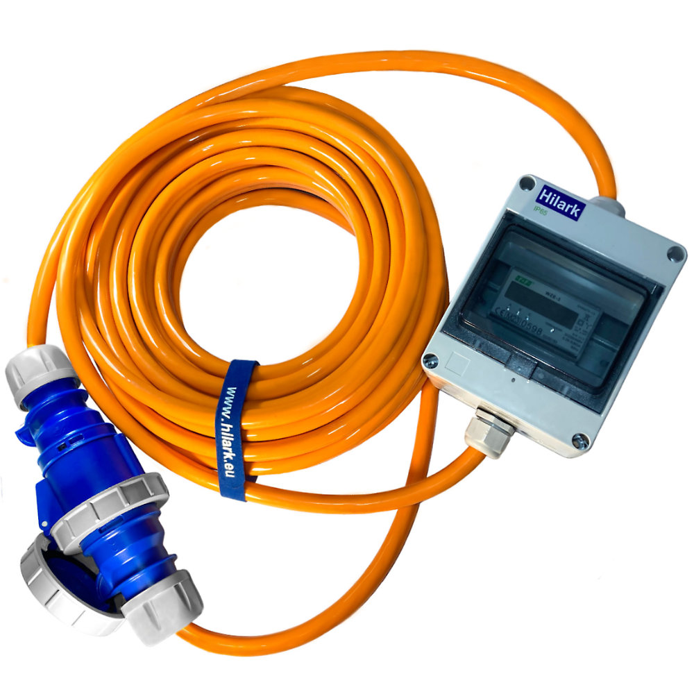 Rallonge triphasée CEE pour camping-car avec compteur d'énergie Polyuréthane (PUR) H07BQ-F 5x4 mm²