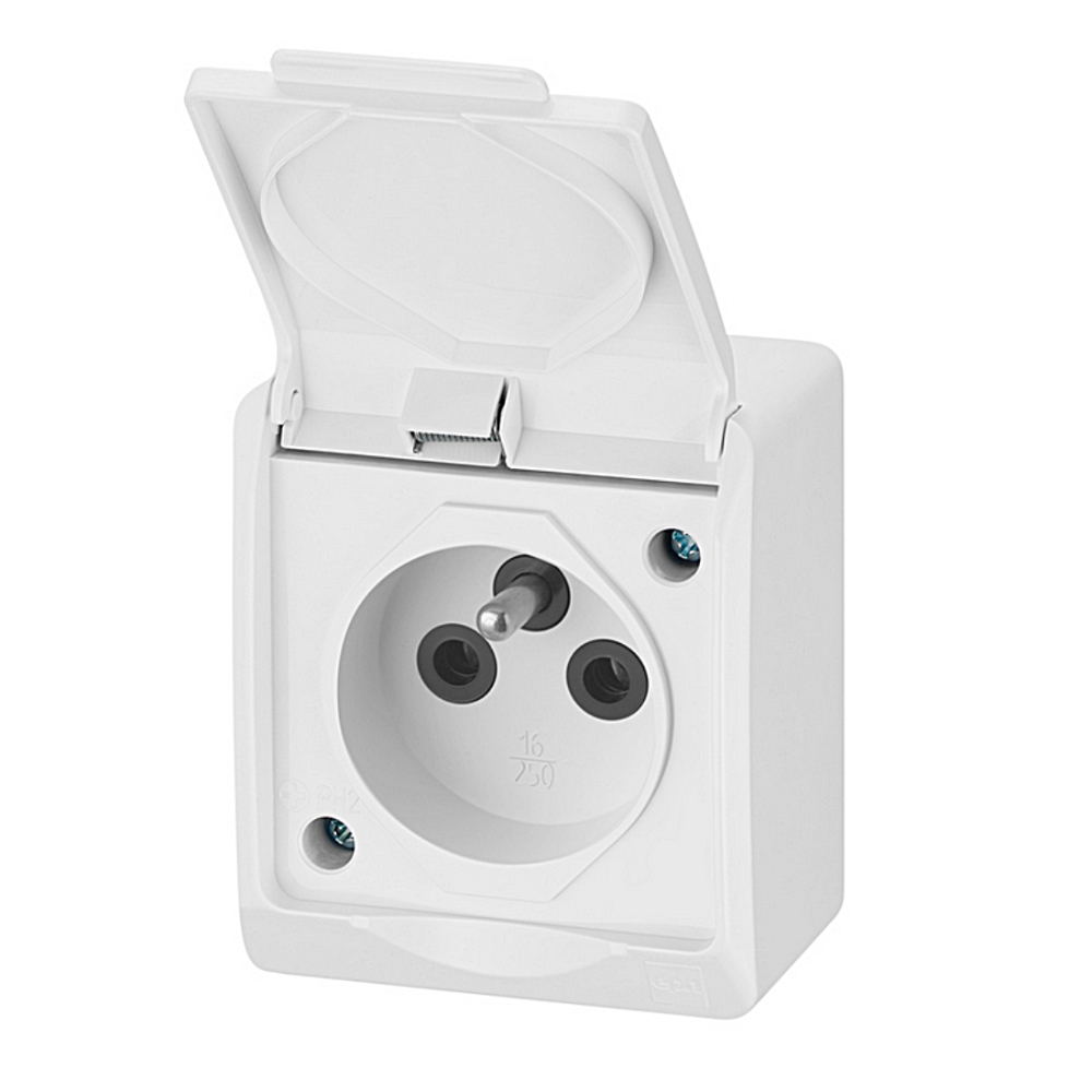 GNIAZDO NATYNKOWE HERMETYCZNE HERMES 1x2P+Z IP44 BIAŁE EPN