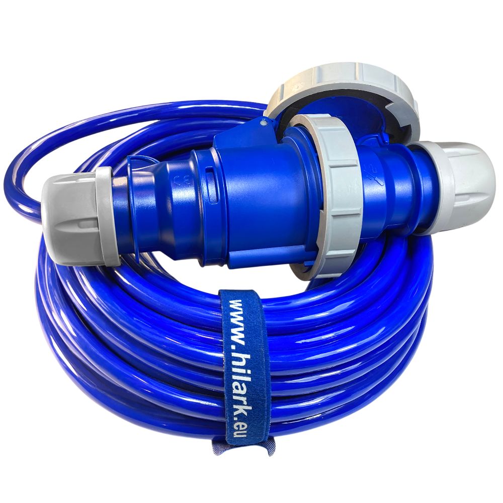 Rallonges PUR H07BQ-F 3x2,5 très robustes IP67 bleues