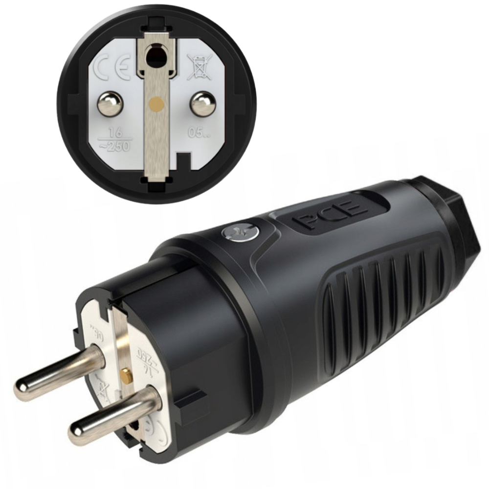 Wtyczka PCE 0521-s gumowa czarna