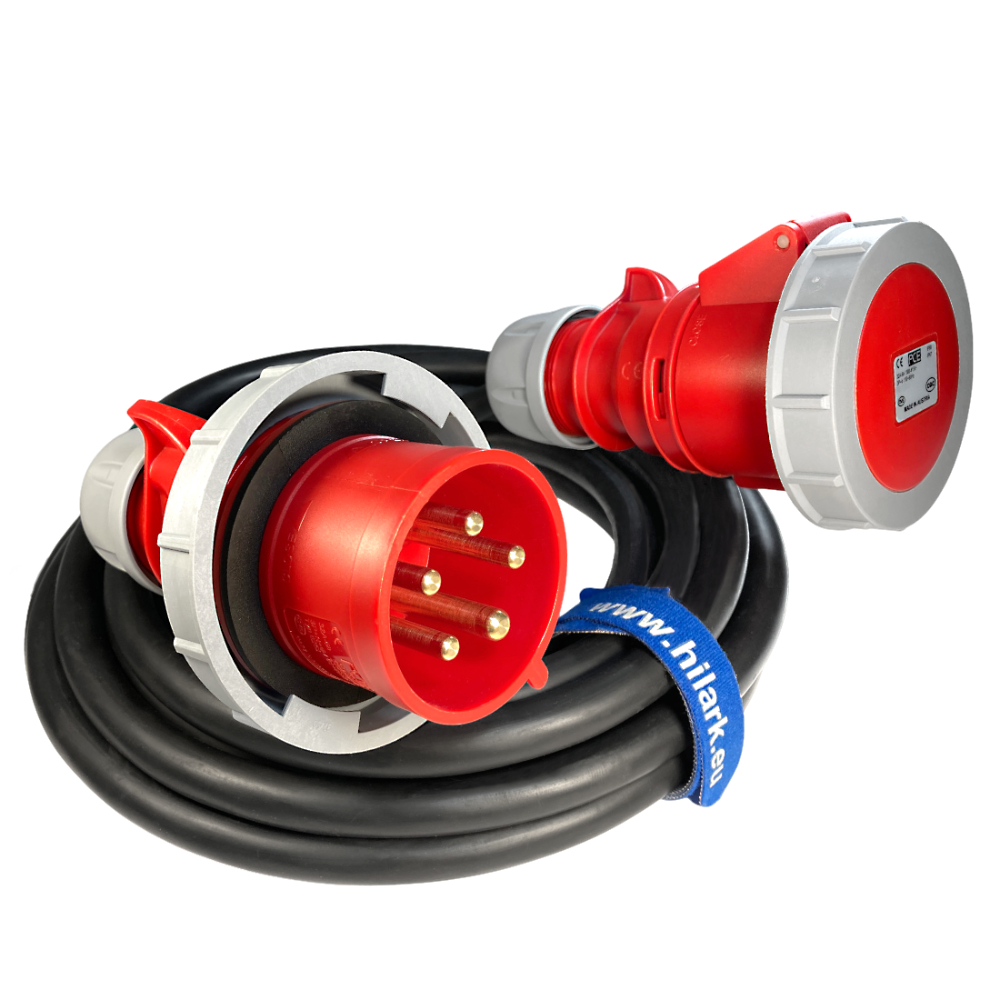 32A Rallonge triphasée CEE IP67 en caoutchouc OnPd H07RN-F 5×4 1m