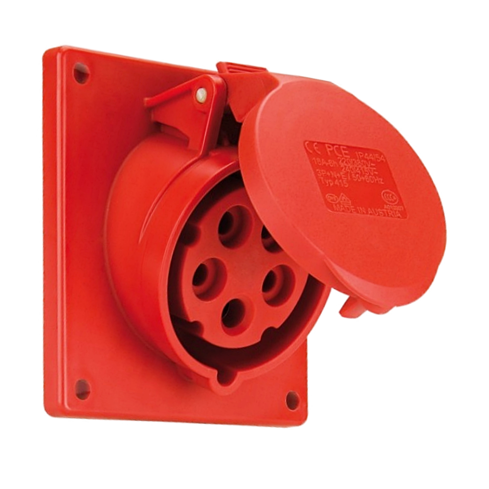 Prise de tableau industrielle 16A 5 broches IP44 415-6 – coudée