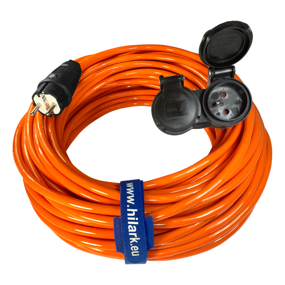 Rallonge double prise orange H07BQ-F 3G2,5 PUR 1m