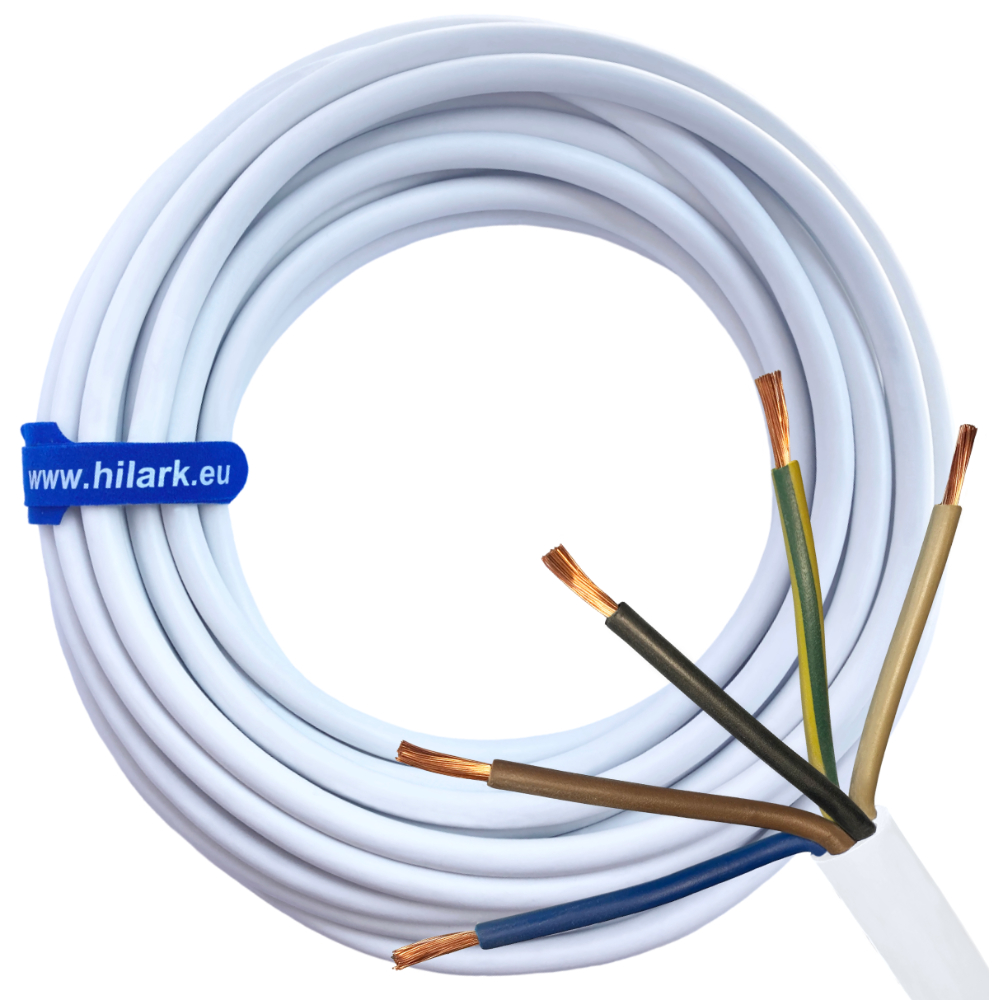 Câble d&rsquo;alimentation blanc H05VV-F 5×2,5mm 1m