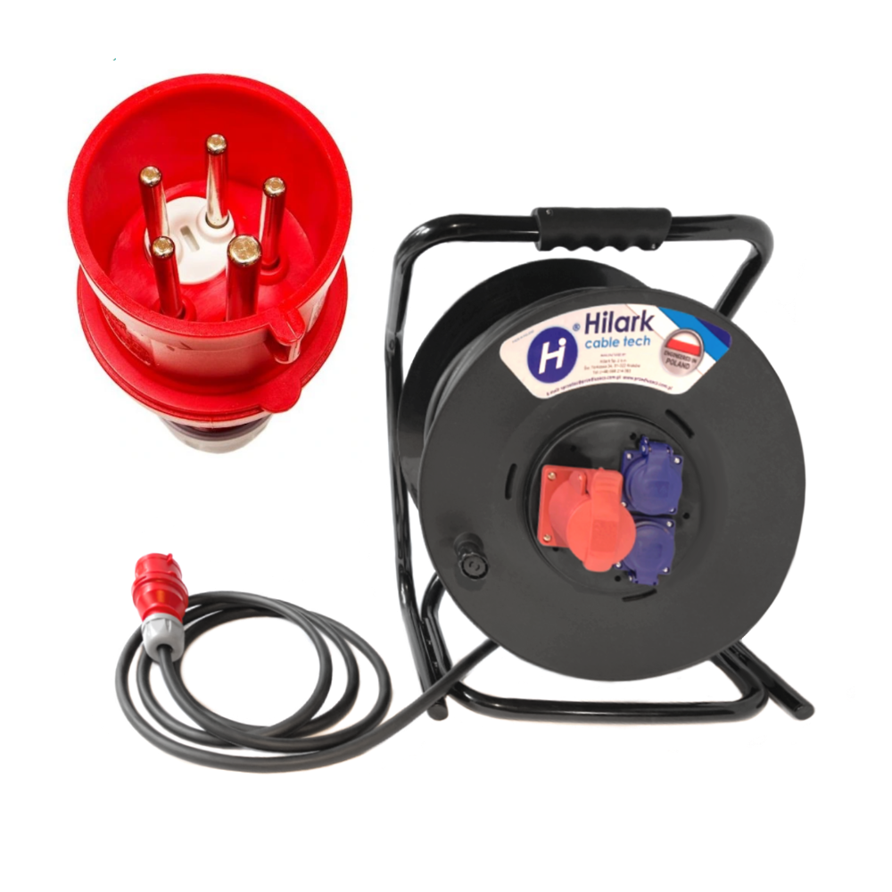 Rallonge triphasée CEE – En caoutchouc H07RN-F 1M 5×2,5 Croisement de phases