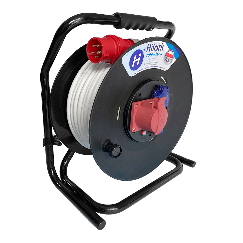 Rallonges triphasées CEE sur enrouleur 16A H05VV-F 5x2,5 blanches