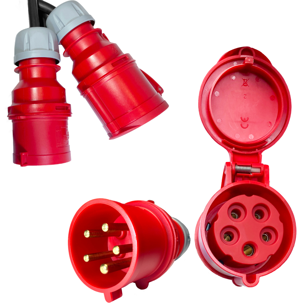 Rallonge triphasée CEE 16A 5×2,5 1m H05VV-F en PVC