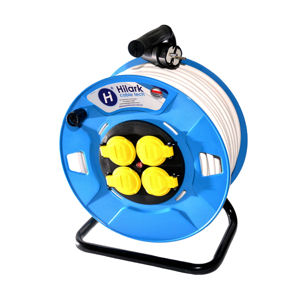 Rallonge blanche sur enrouleur plastique OWY H05VV-F 3×2,5 mm² 1m