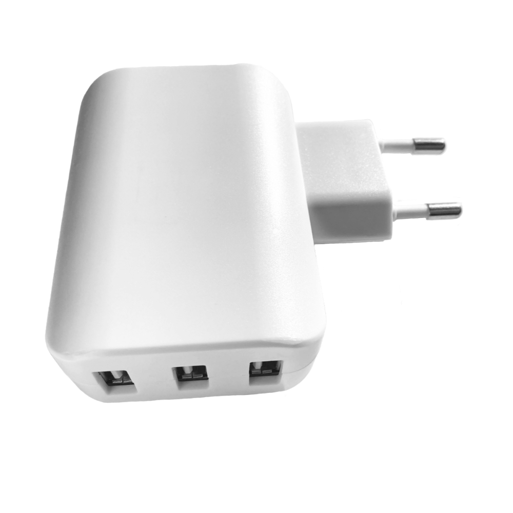 Szybka ładowarka sieciowa 3 gniazda USB 3mA niebieski