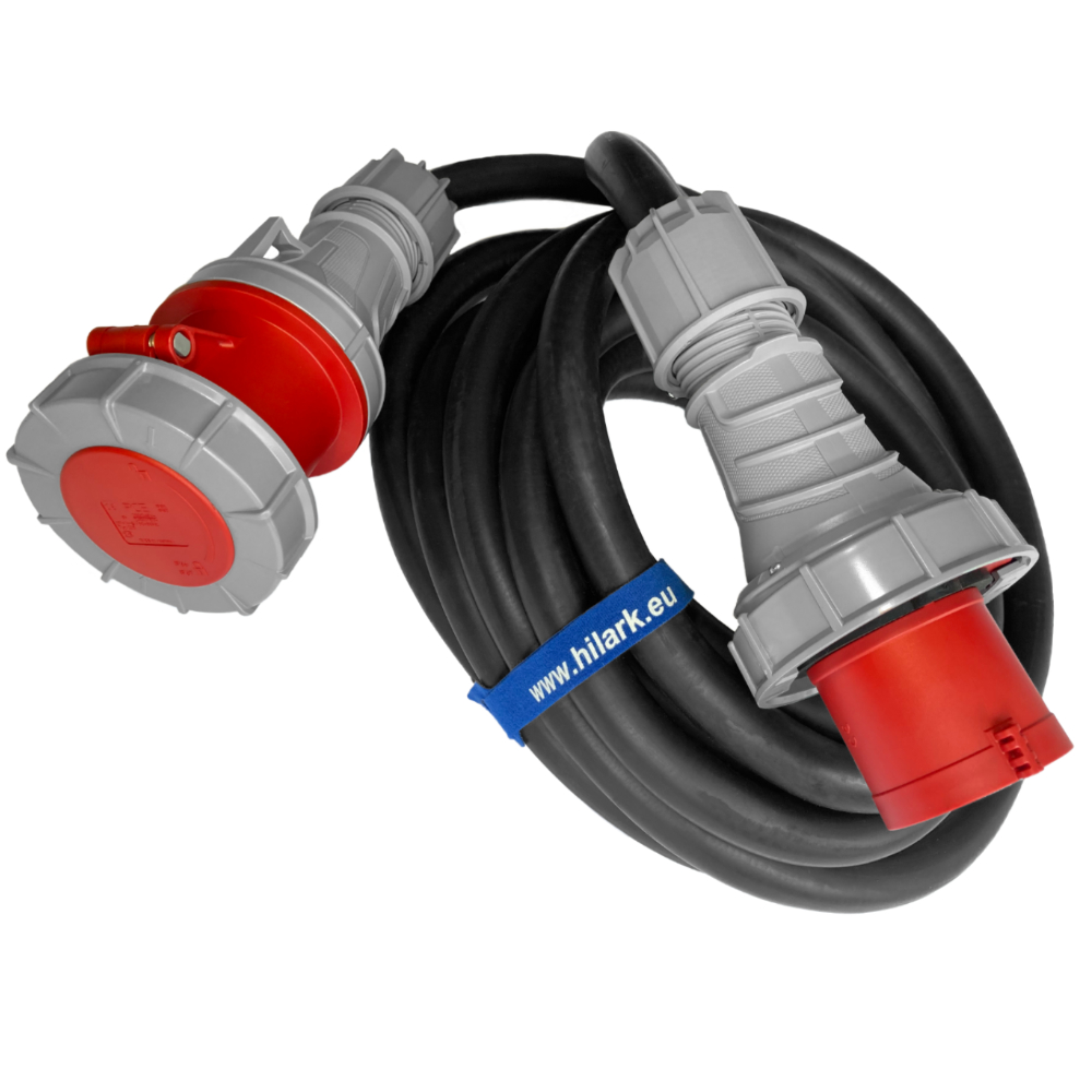 Adaptateur triphasé CEE, fiche 63A vers prise 125A, 1m