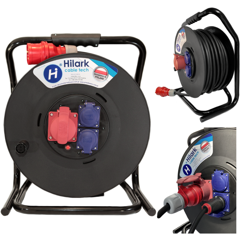 Rallonge triphasée CEE H07RN-F 5×2,5mm² sur enrouleur 2m