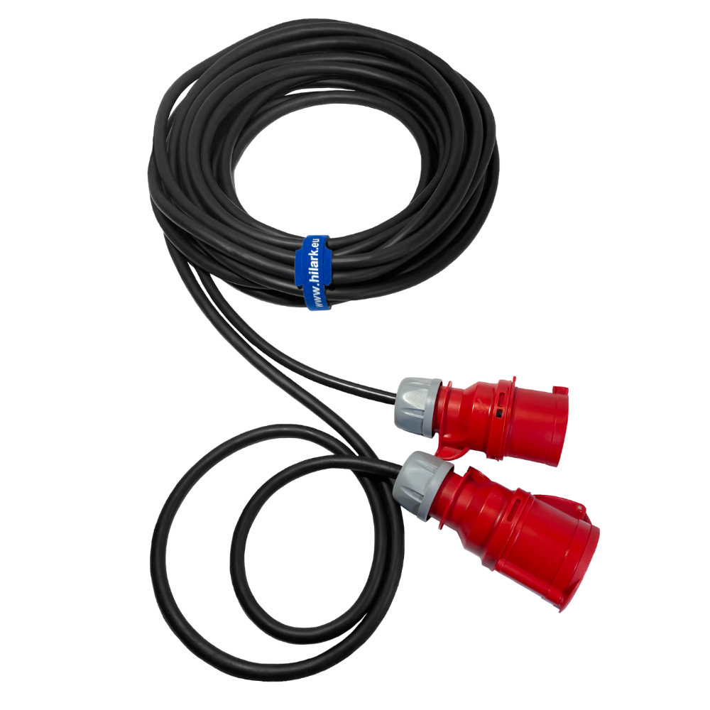 Rallonge triphasée CEE en caoutchouc H05RR-F 16A 5×2,5mm 1m