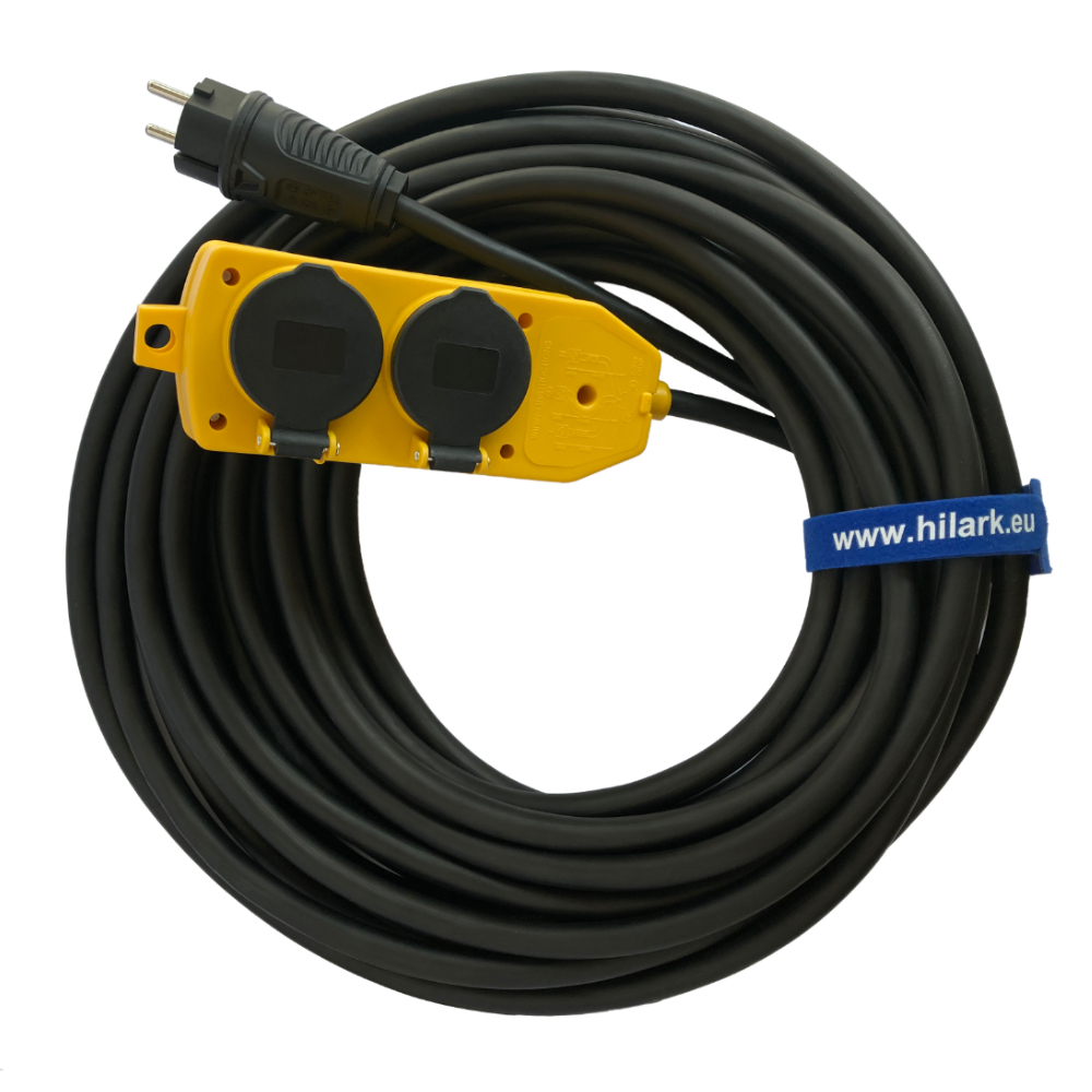 Rallonge en caoutchouc H07RN-F 3×2,5mm² répartiteur jaune 1m