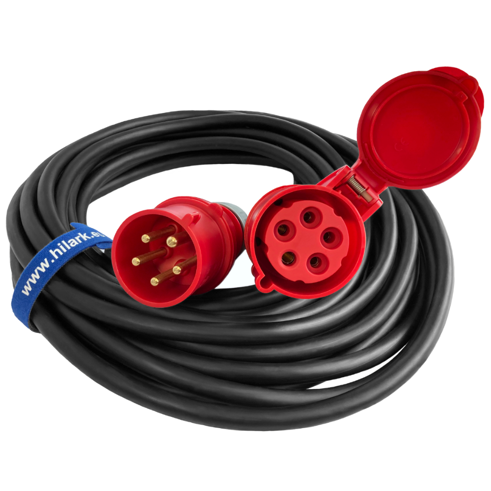 Rallonge triphasée CEE en caoutchouc H05RR-F 32A 5x4mm 1m