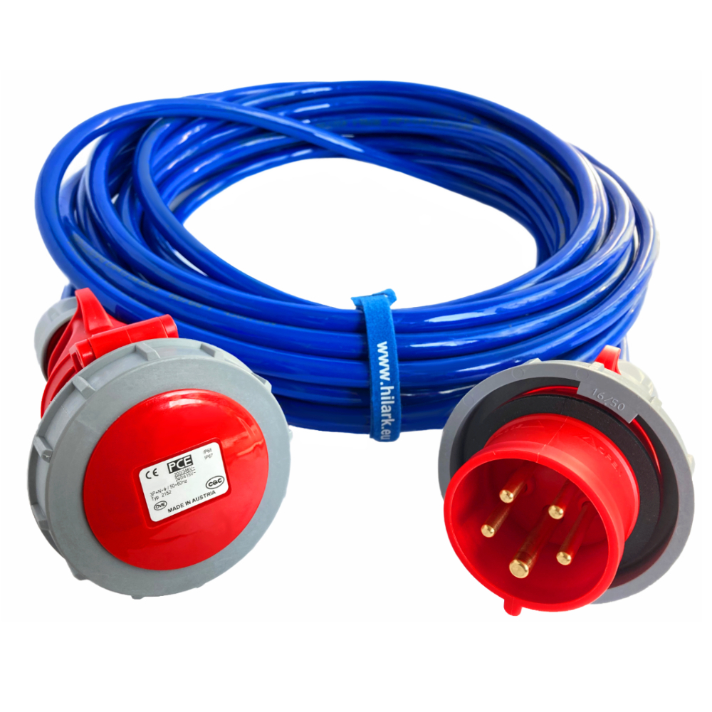 Rallonge triphasée CEE caoutchouc 16A H07BQ-F 5×2,5 IP67 1m