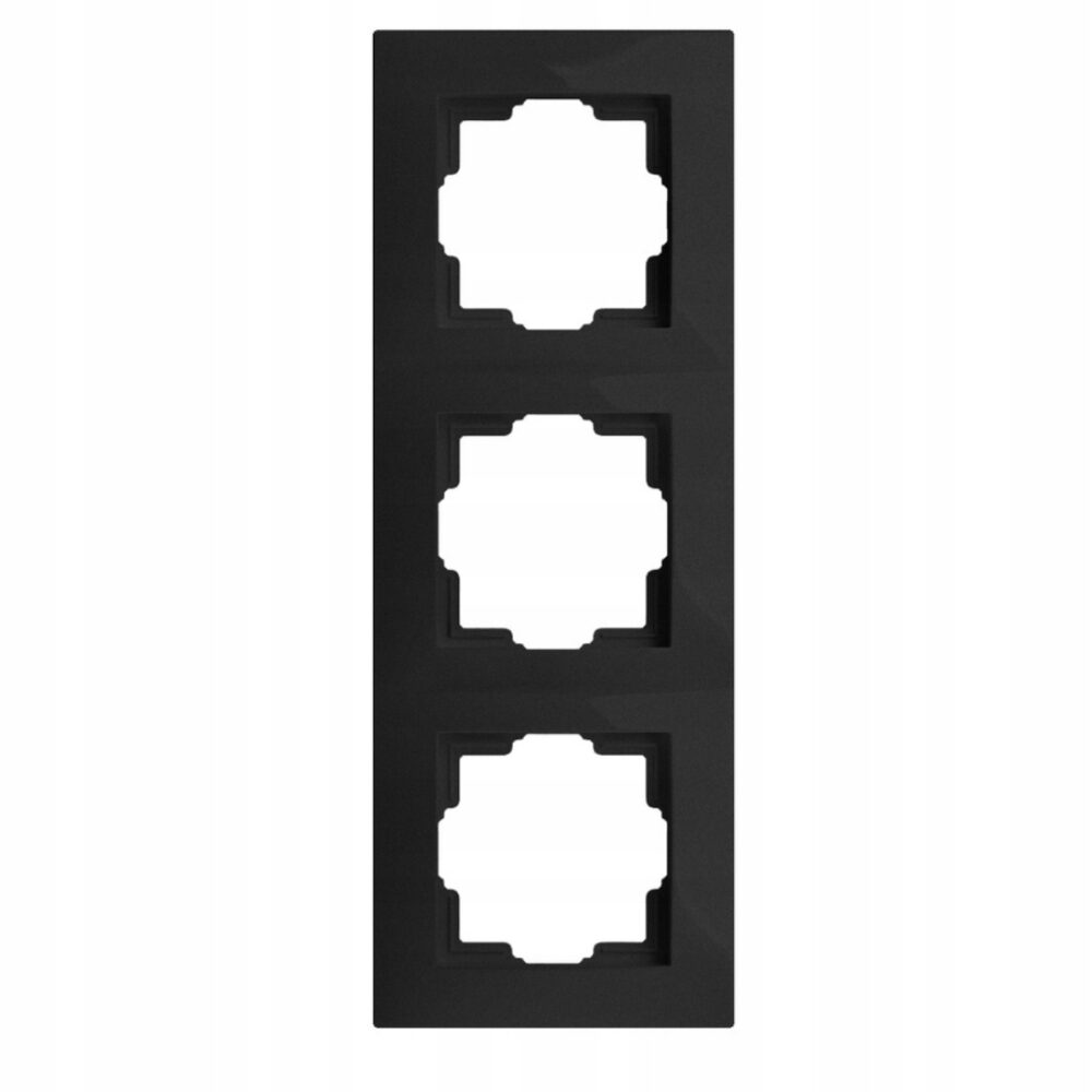 PLAQUE TRIPLE CARLA VERTICALE HORIZONTALE POUR PRISES ET INTERRUPTEURS 1773-09 noire EPN
