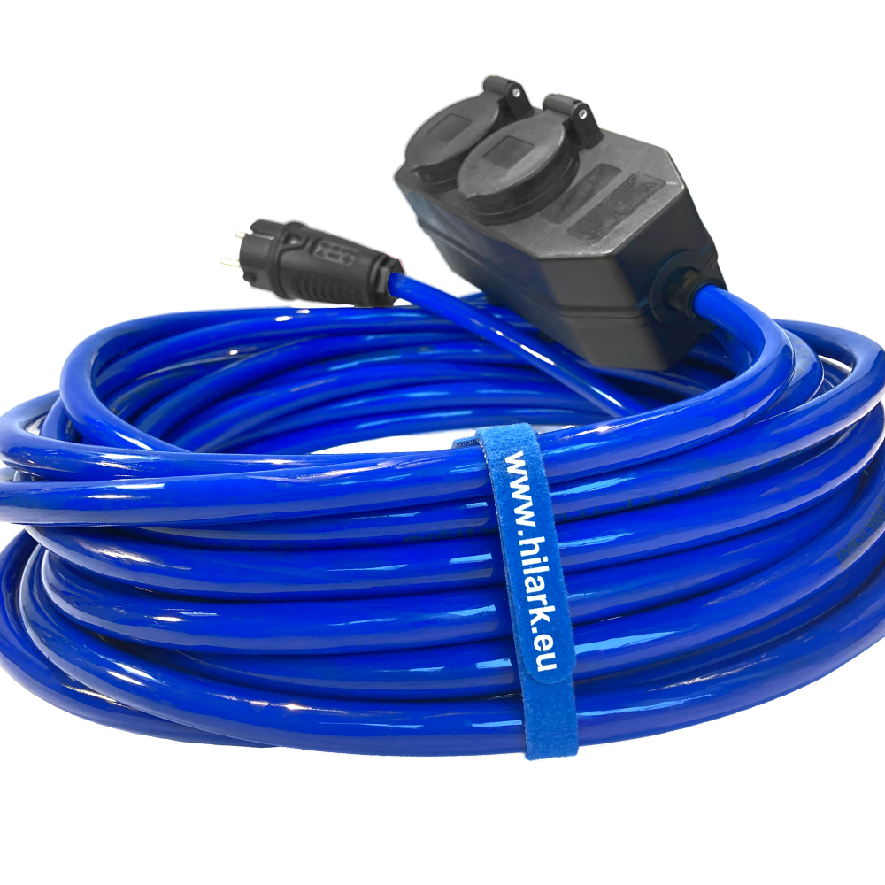 Rallonge H07BQ-F 3×2,5mm² 1m RÉPARTITEUR 4+1 BLEU