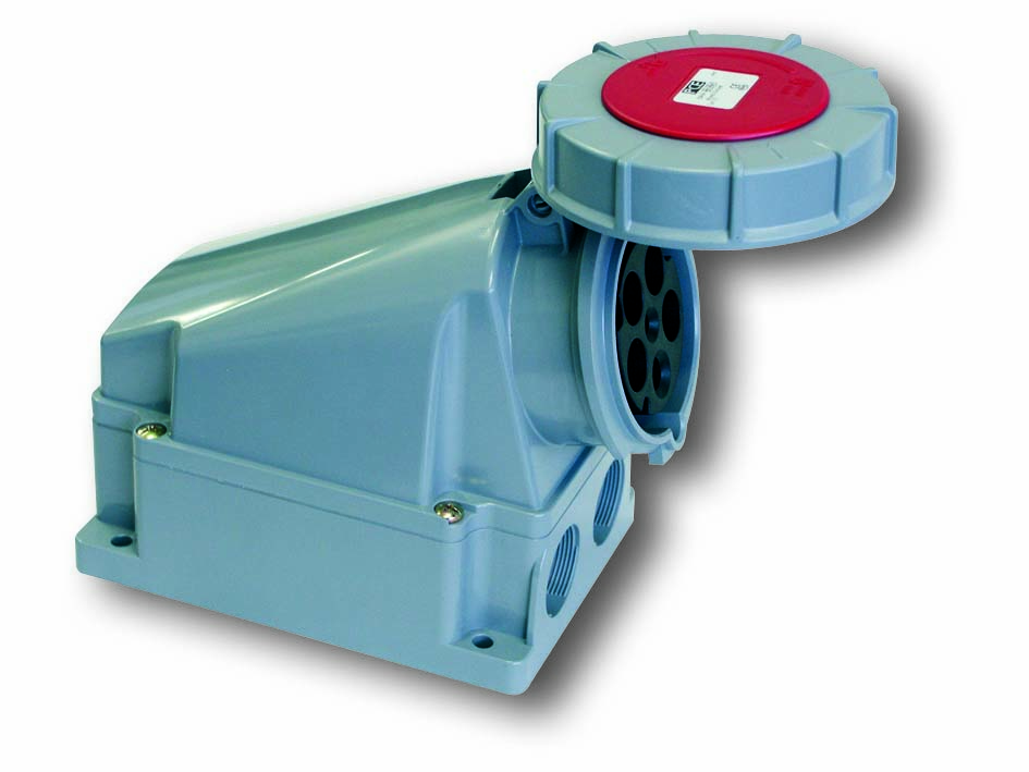 Prise industrielle fixe murale PCE 63A 5 broches 400V 6h IP67 135-6