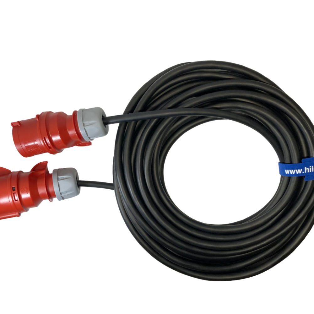 Rallonge triphasée CEE en caoutchouc H05RR-F 32A 5x4mm 1m