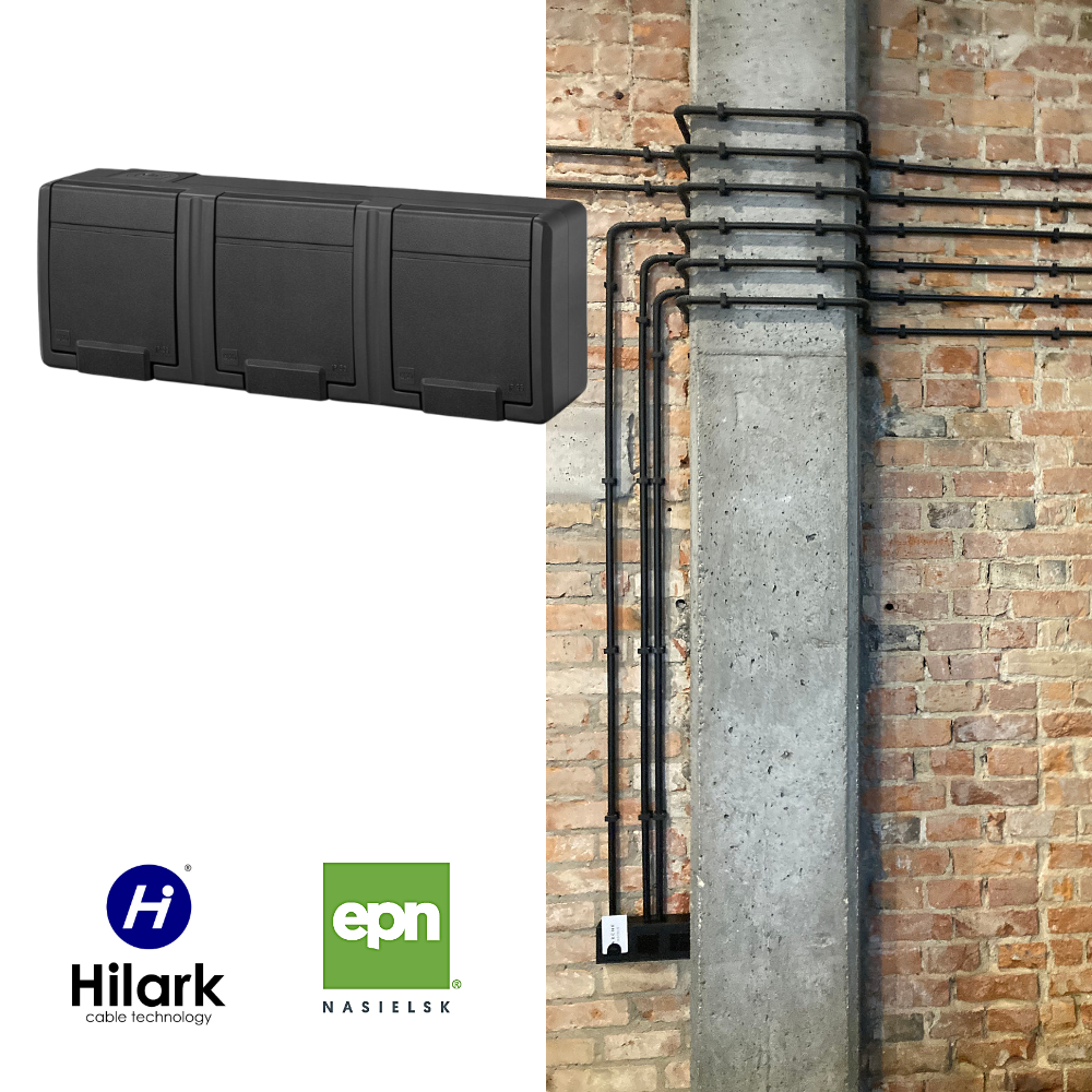 AQUANT 2K prise de surface double étanche 3x2P+T IP55 ANTHRACITE 5043-17 EPN