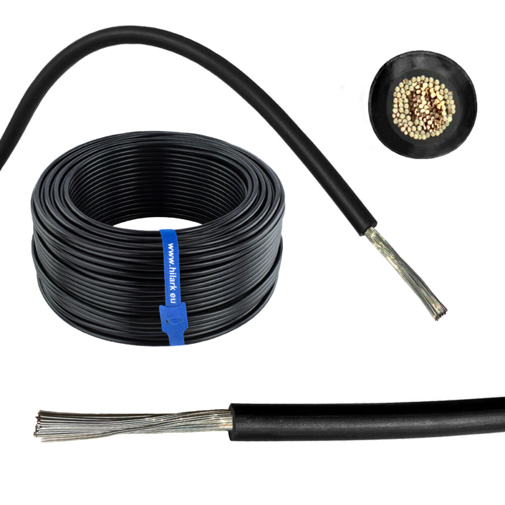 Câble solaire photovoltaïque noir 1×6 mm² 10m