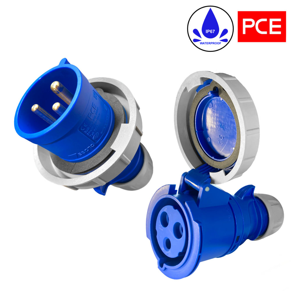 Rallonge triphasée CEE pour camping-car 32A PUR H07BQ-F 5x4mm² IP65 avec compteur d&rsquo;énergie 1m