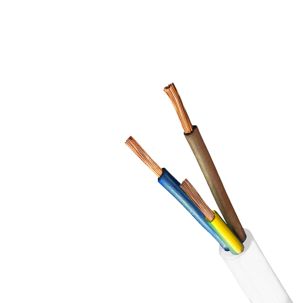 Câble électrique PVC H05VV-F OWY 3×1,5 blanc 1m