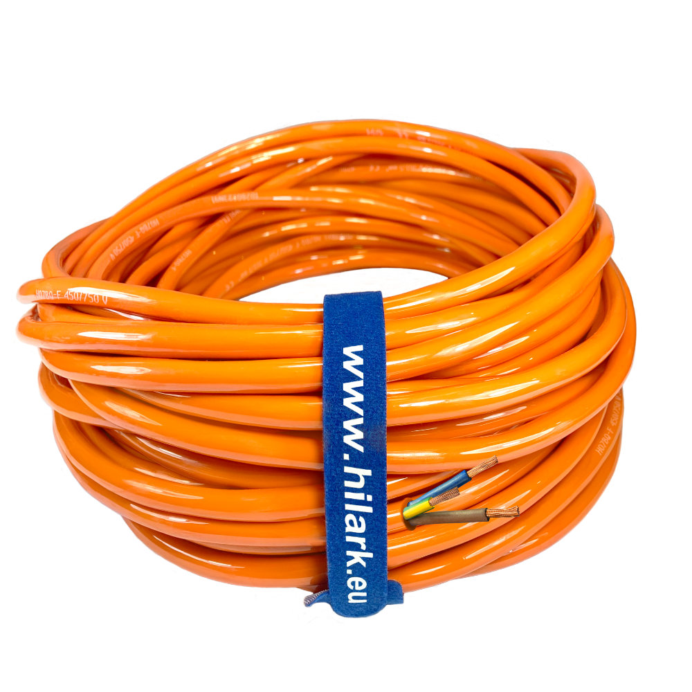 Câble en Polyuréthane (PUR) H07BQ-F 3×2,5 mm² 1m Orange haute visibilité